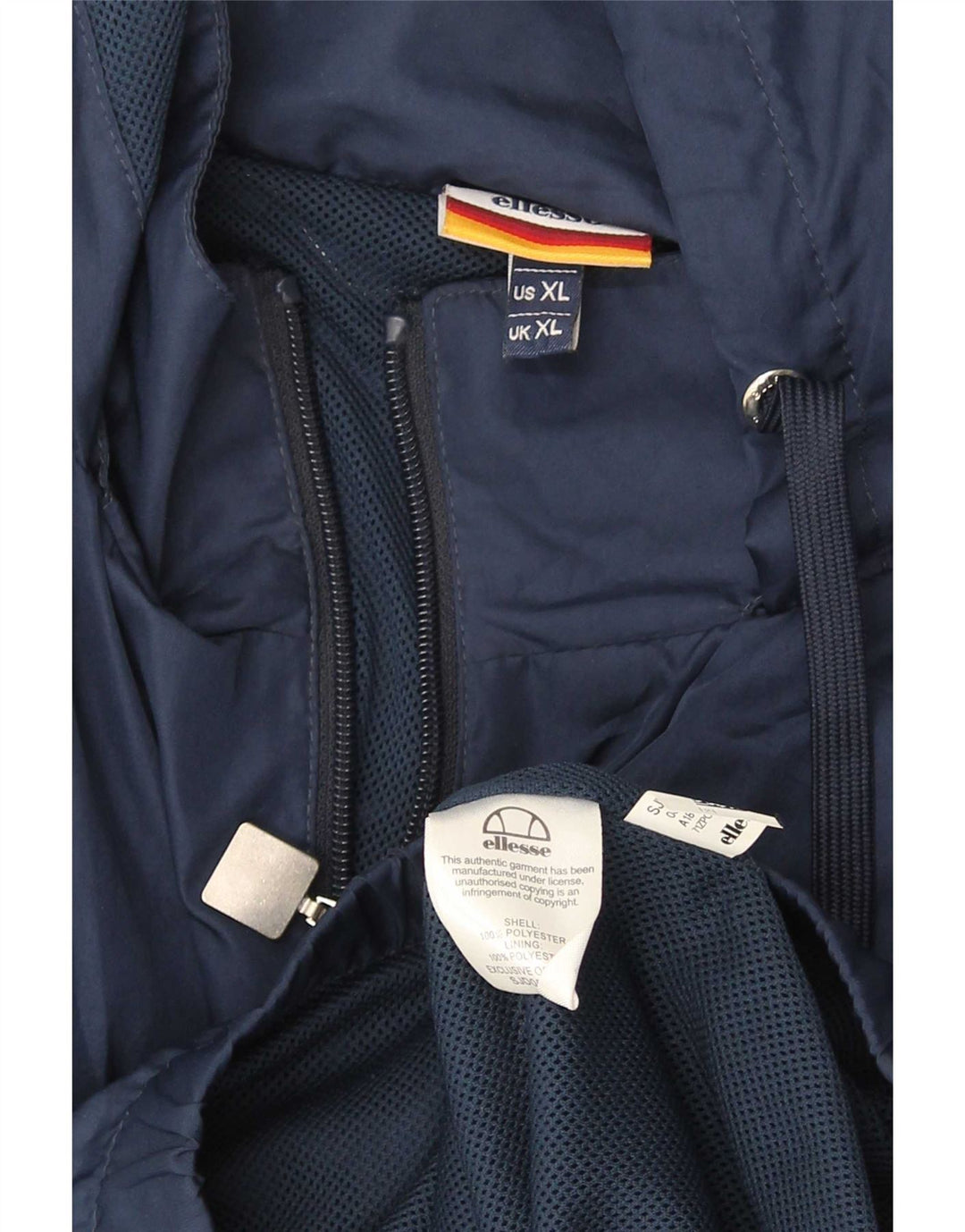 Męska kurtka przeciwdeszczowa z kapturem Ellesse UK 42 XL Niebieski poliester z blokami kolorów