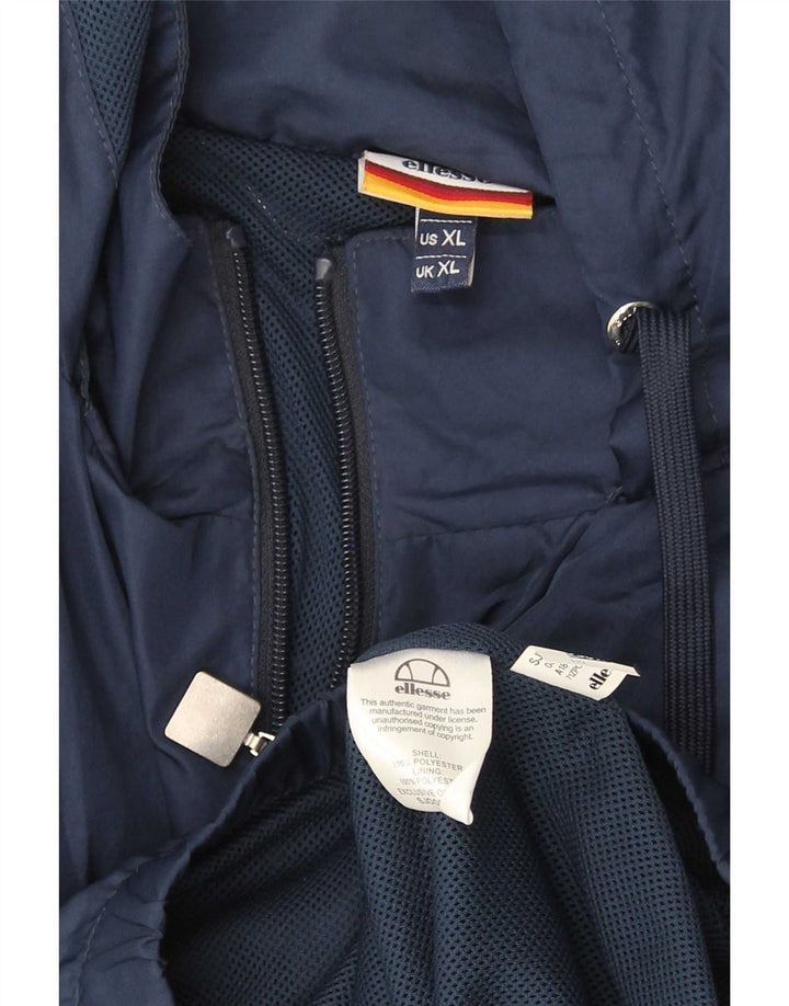 Męska kurtka przeciwdeszczowa z kapturem Ellesse UK 42 XL Niebieski poliester z blokami kolorów