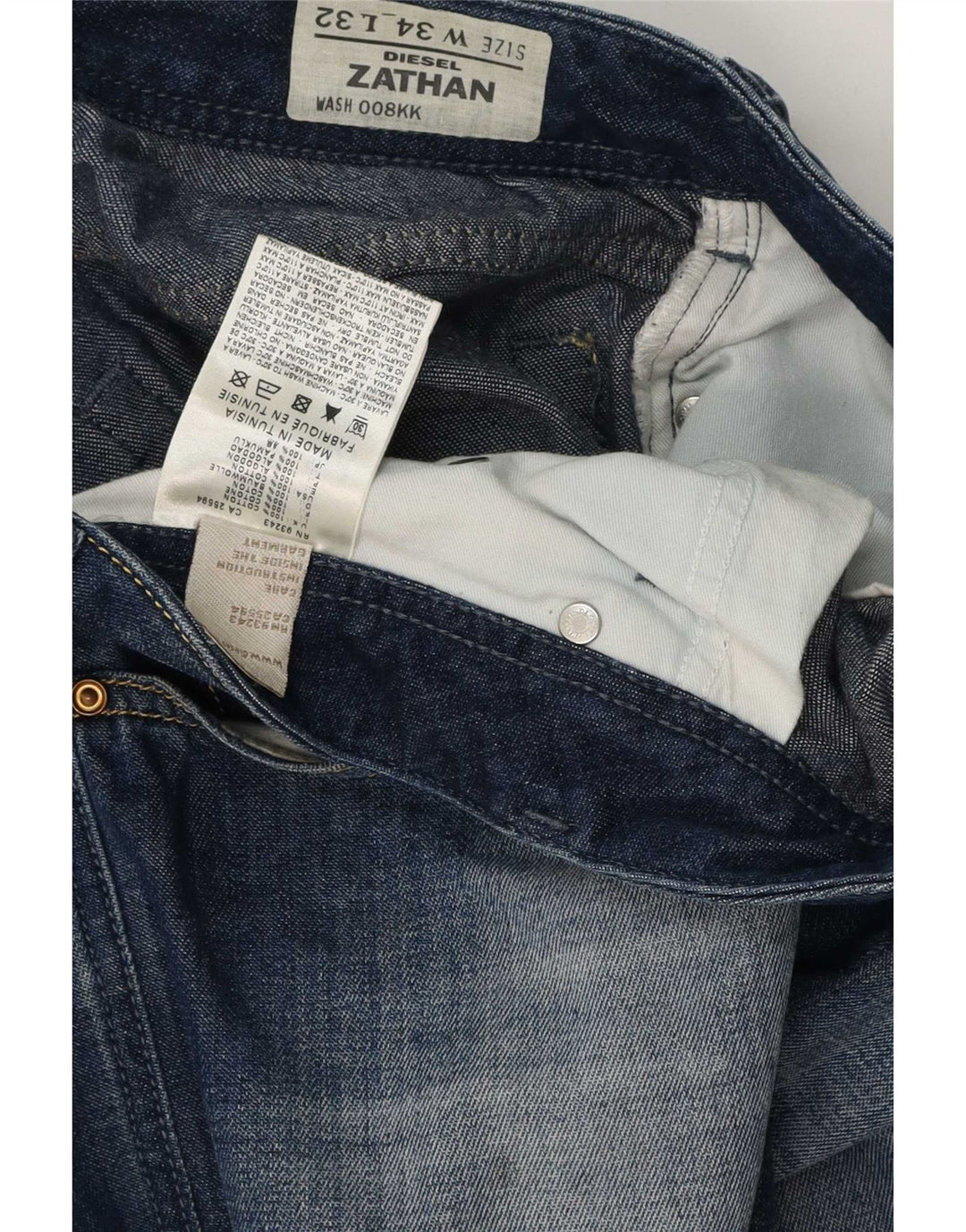 Diesel Męskie Zathan Regular Bootcut Jeansy W34 L32 Niebieskie bawełniane