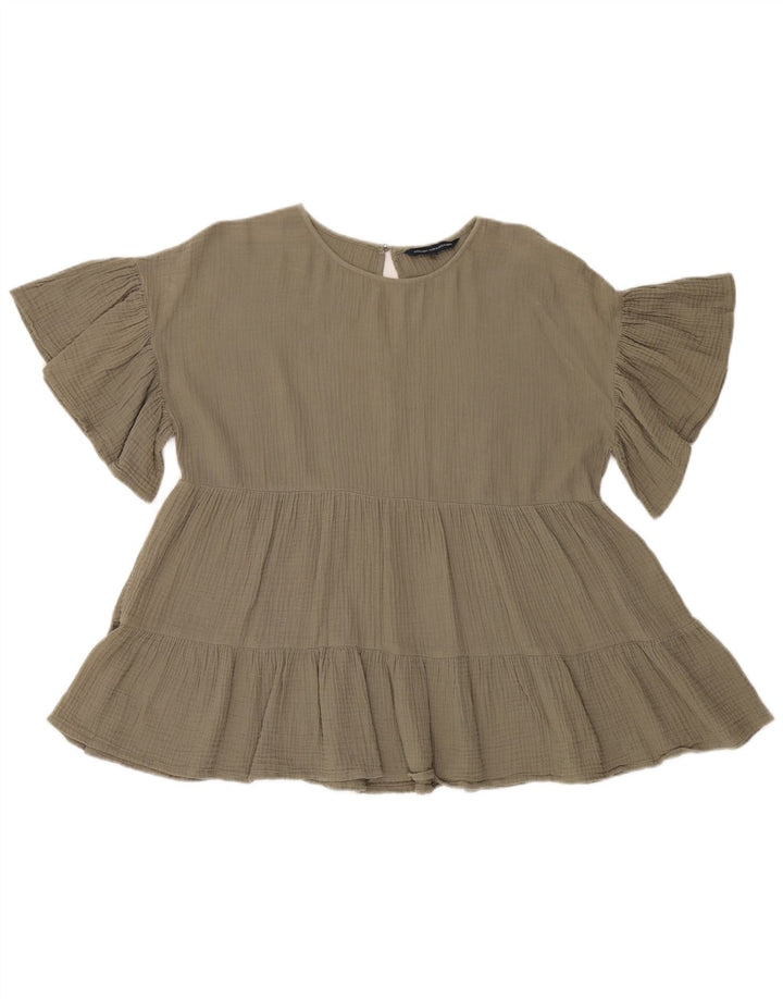 Damska bluzka oversize French Connection Top UK 8, mała, bawełniana khaki