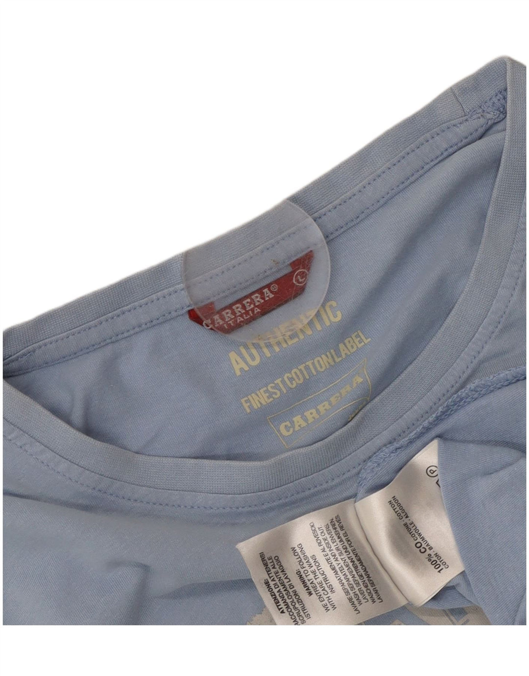 Męski T-shirt z grafiką Carrera, duży, niebieski, bawełniany