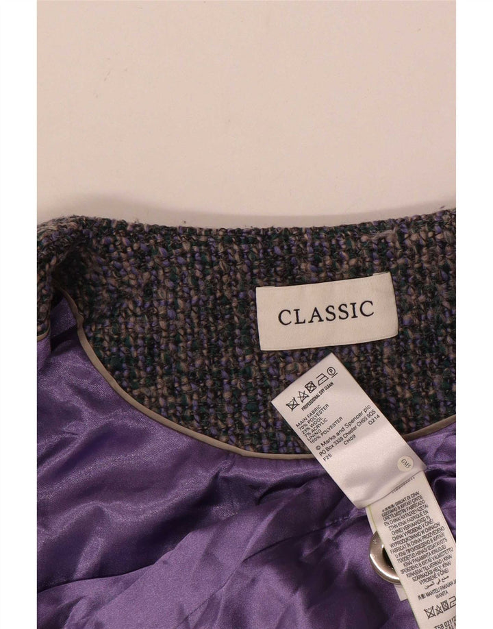Klasyczny płaszcz damski Marks & Spencer UK 18 XL, niebieski, nakrapiany poliester