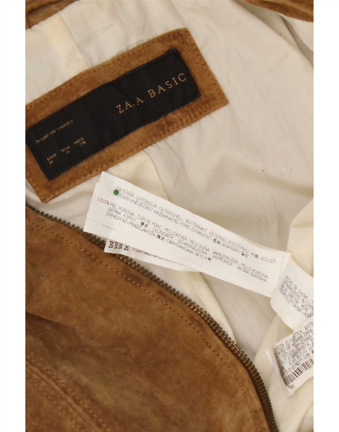 Damska kurtka zamszowa Zara Crop UK 12 w kolorze średniej beżowej skóry