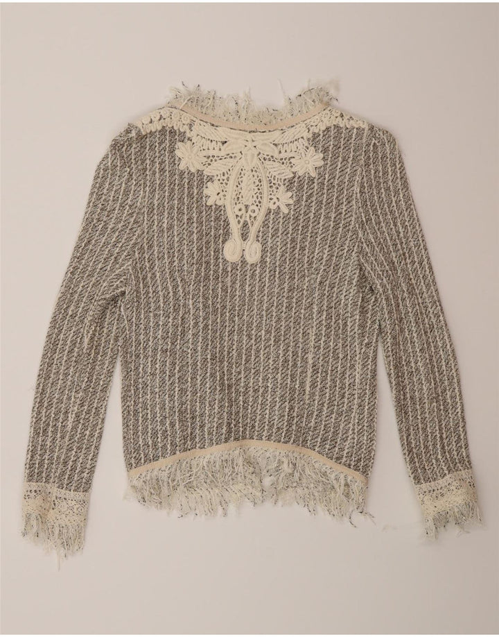 Sweter damski Zara z otwartym kardiganem UK 12, średnie szare paski