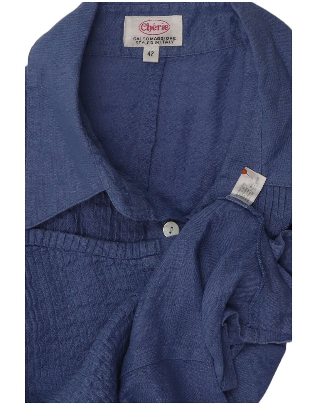 Damska bluzka koszulowa bez rękawów CHERIE IT 42 Średni niebieski lniany