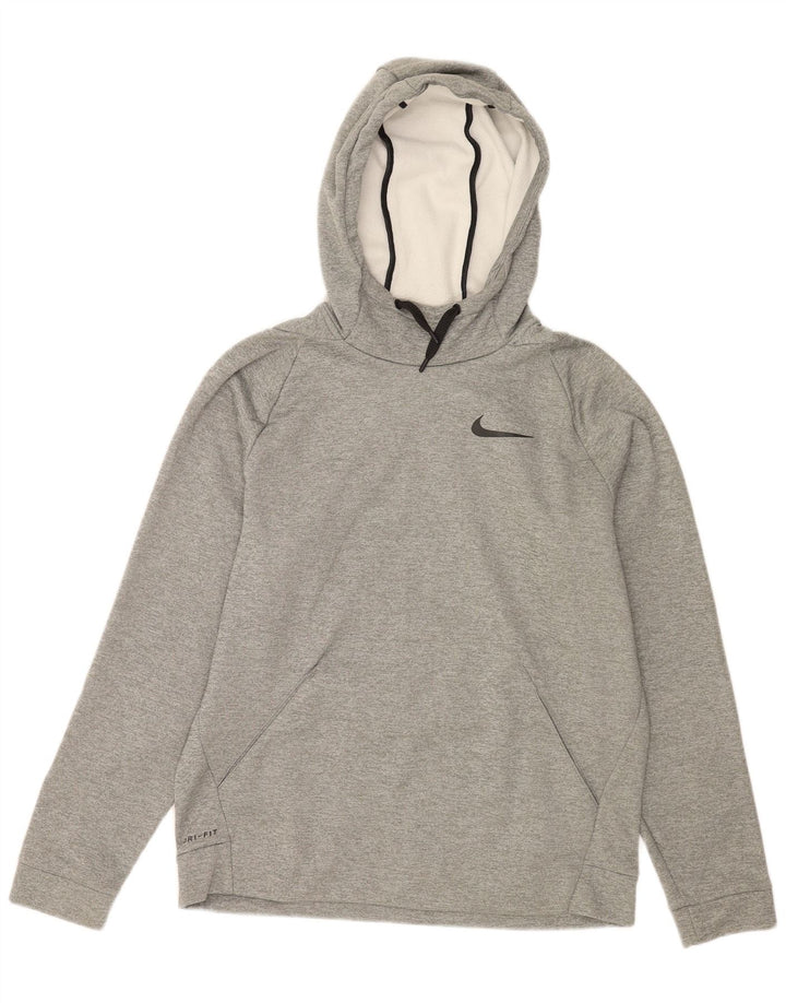 Męski sweter z kapturem NIKE Dri Fit, średni szary, nakrapiany poliester