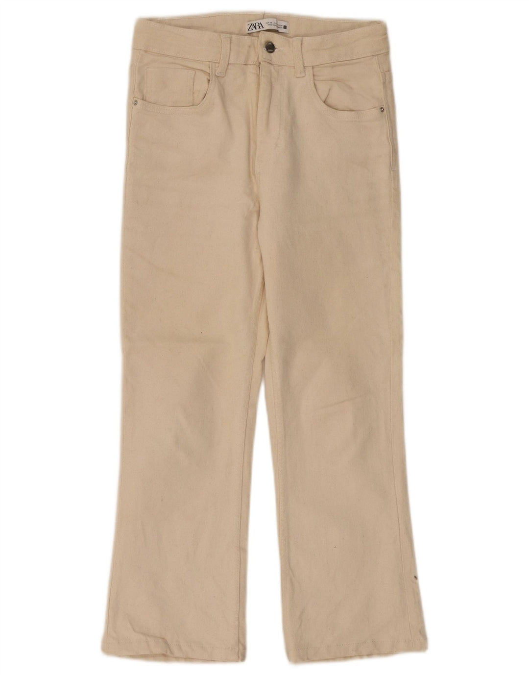 Damskie proste dżinsy ZARA z wysokim stanem EU 36 XS W26 L24 beżowa bawełna