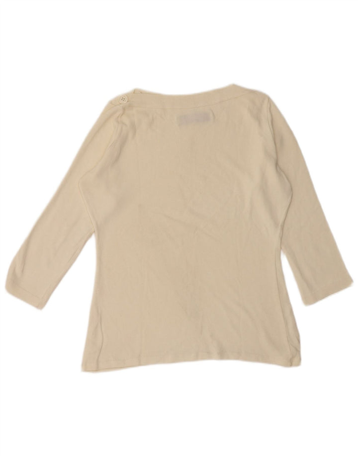 Top damski Zara z rękawem 3/4, UK 14, duży, biały, bawełniany