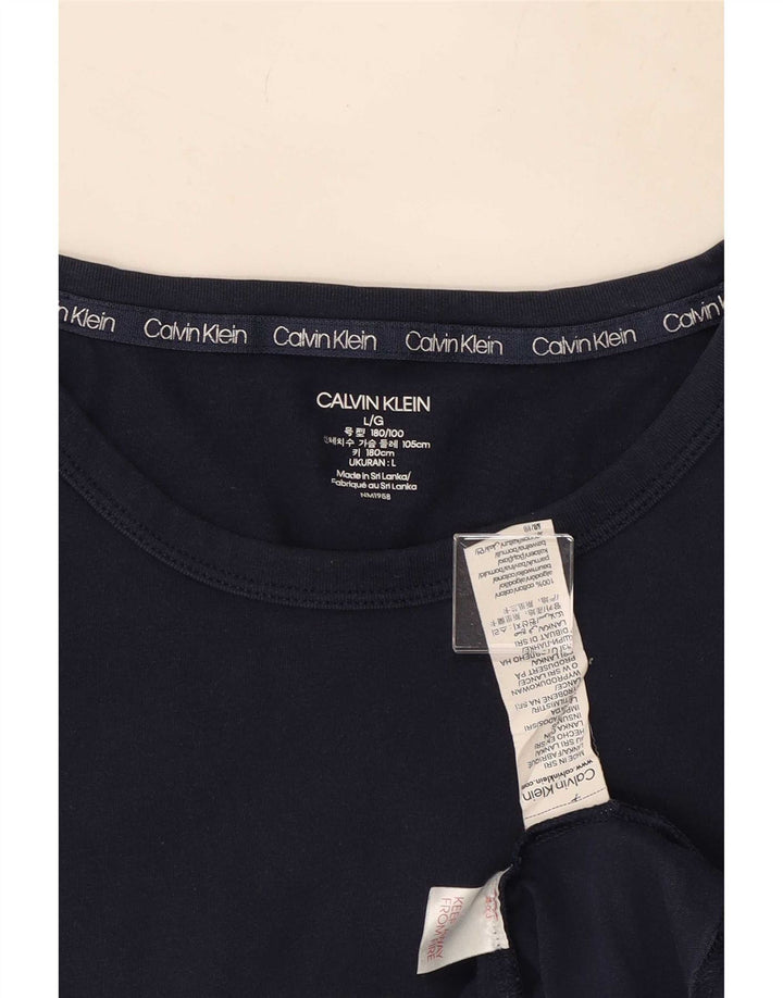 Męski top z grafiką Calvin Klein z długim rękawem, duży, granatowy, bawełniany