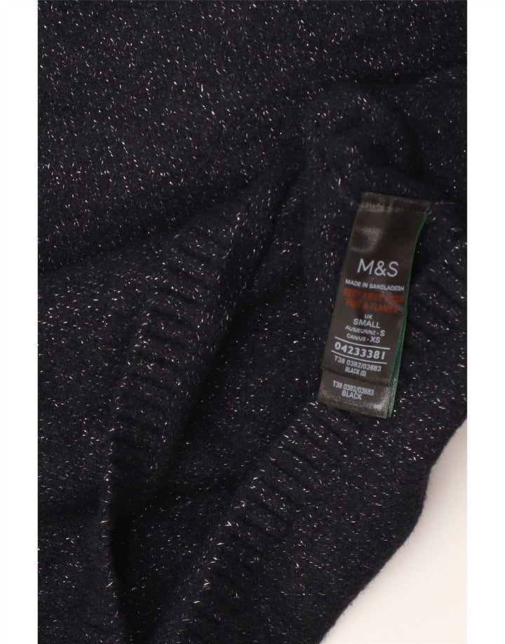 Marks & Spencer Damski sweter z golfem UK 10, mały, czarny, nakrapiany