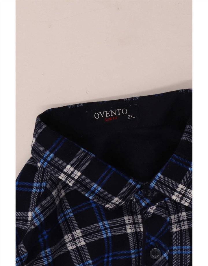 Vintage męska koszula flanelowa 2XL w niebieską kratkę