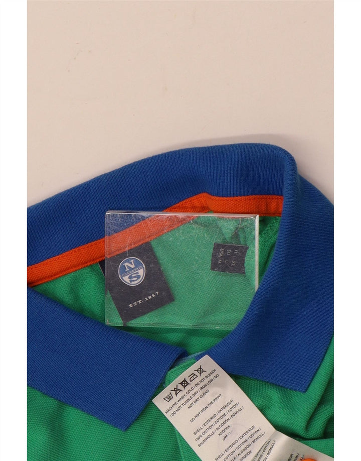 Męska koszulka polo North Sails, duża, zielona, bawełniana w bloki kolorów