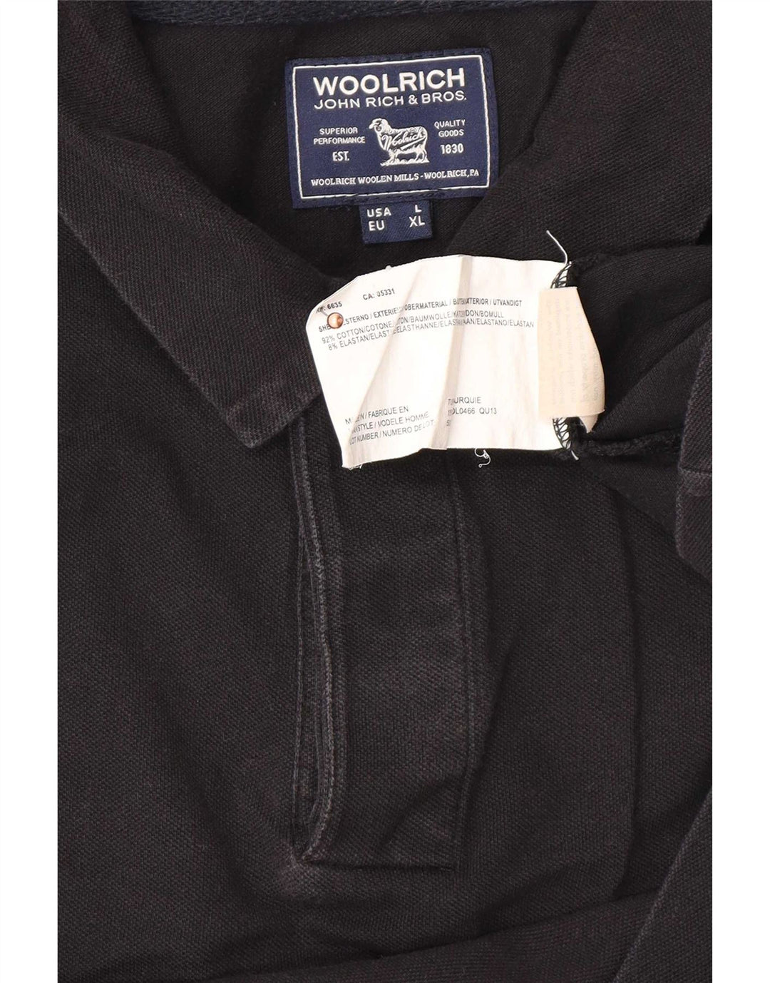 Męska koszulka polo Woolrich, duża, czarna, bawełniana