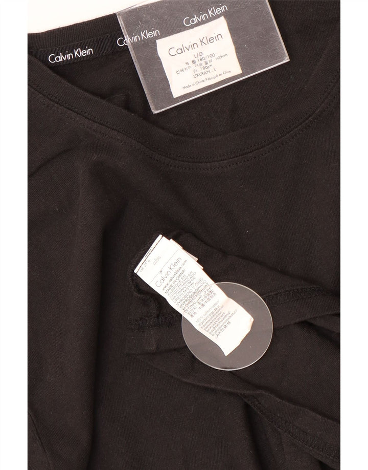 CALVIN KLEIN Męski top z długim rękawem, duży, czarny, bawełniany