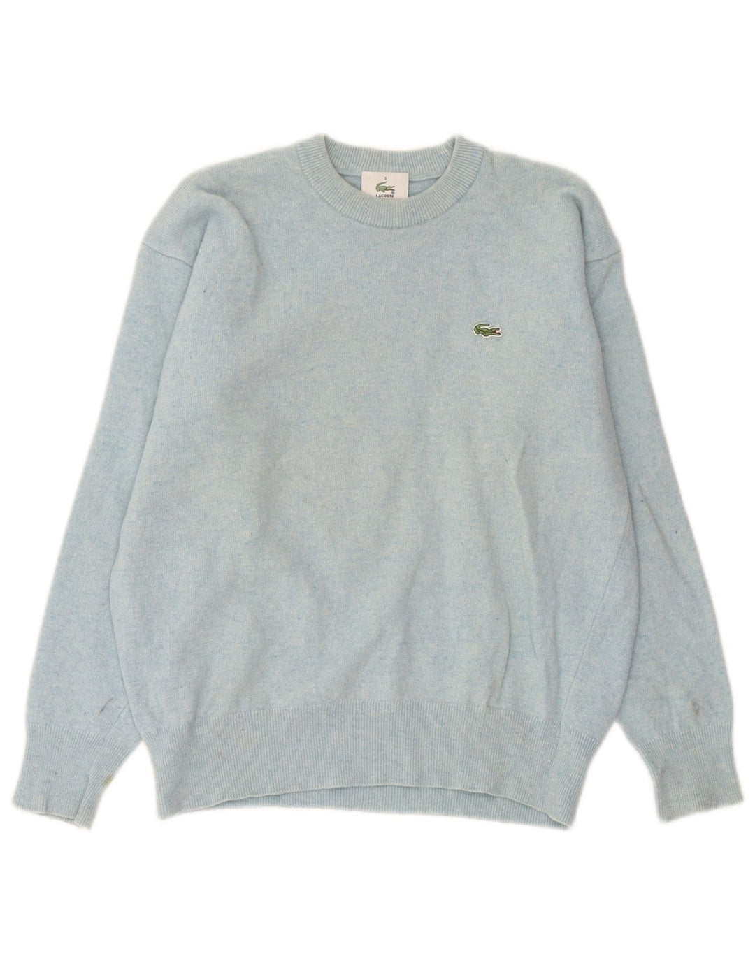 Męski sweter Lacoste z okrągłym dekoltem, rozmiar 3, mały, niebieski z owczej wełny