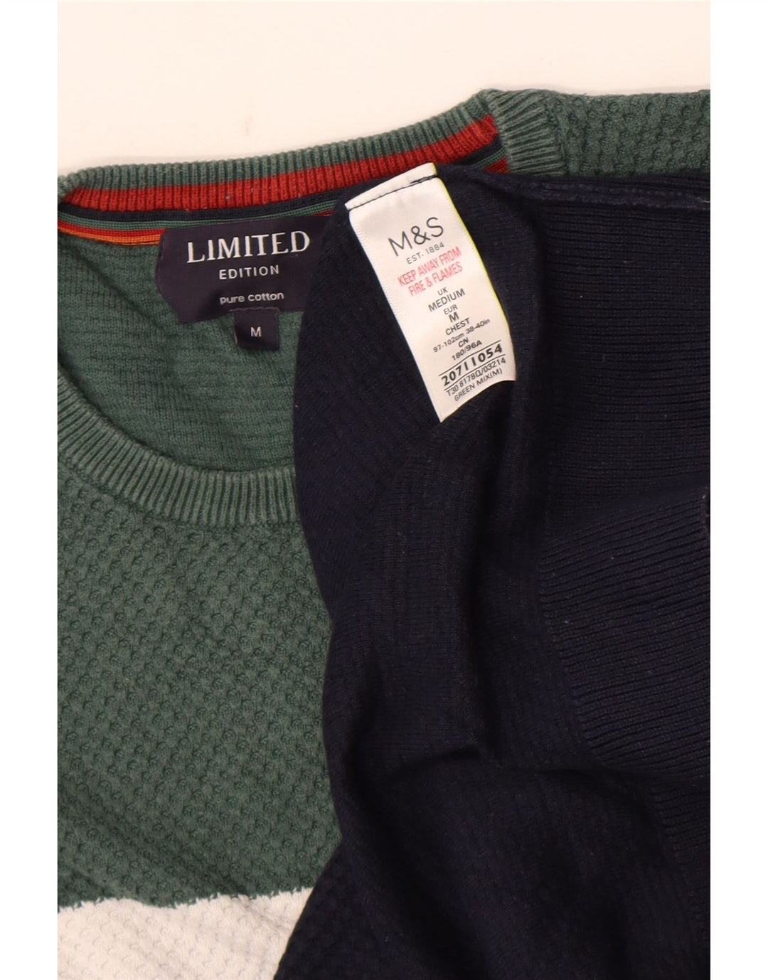 Marks & Spencer Męski sweter z okrągłym dekoltem, średni granatowy, blok kolorów