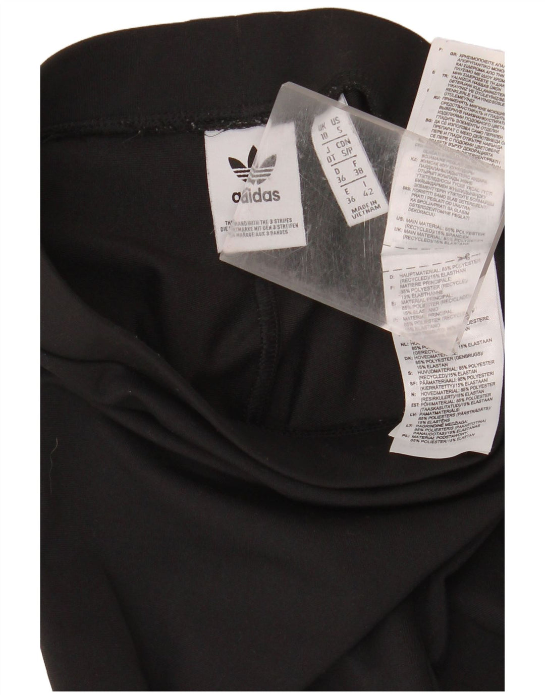 Damskie legginsy ADIDAS ze strzemionami UK 10, małe, czarne, poliestrowe