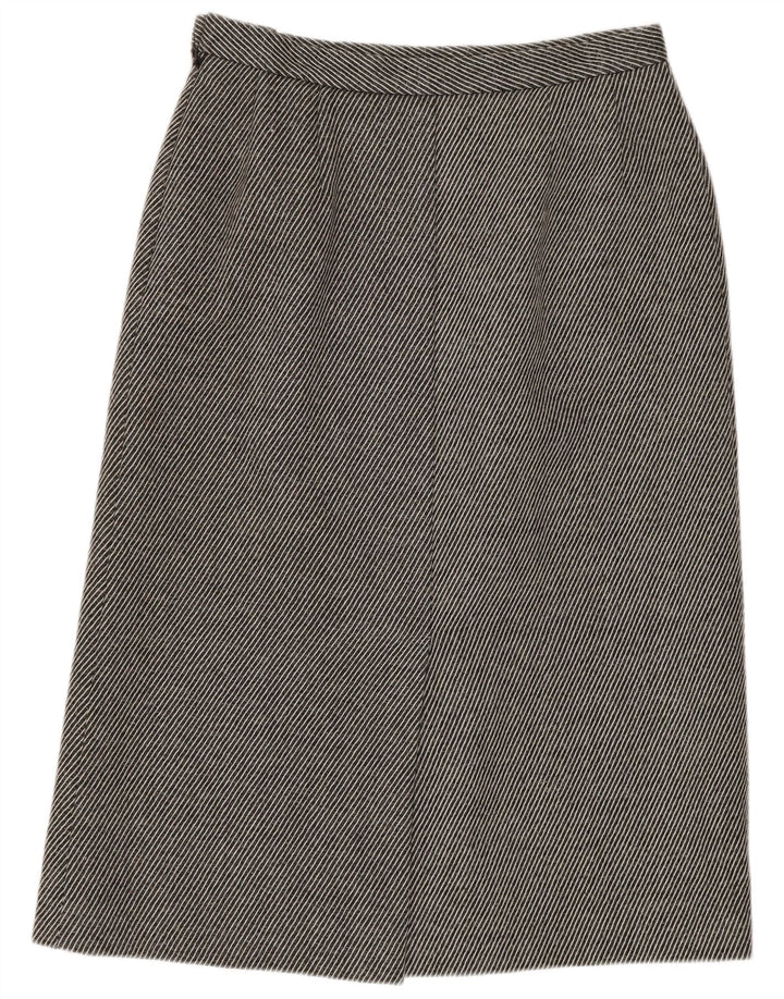 Damska spódnica ołówkowa Jaeger UK 14 Medium W28 Szara wełna w paski