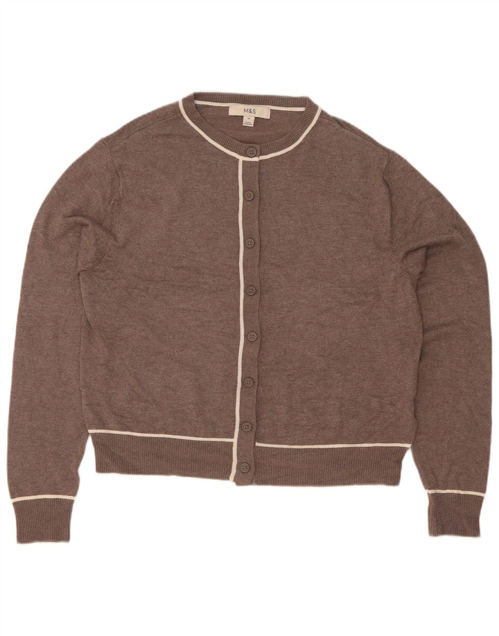 Marks & Spencer Damski sweter kardigan UK 10 Small Brown Wiskoza
