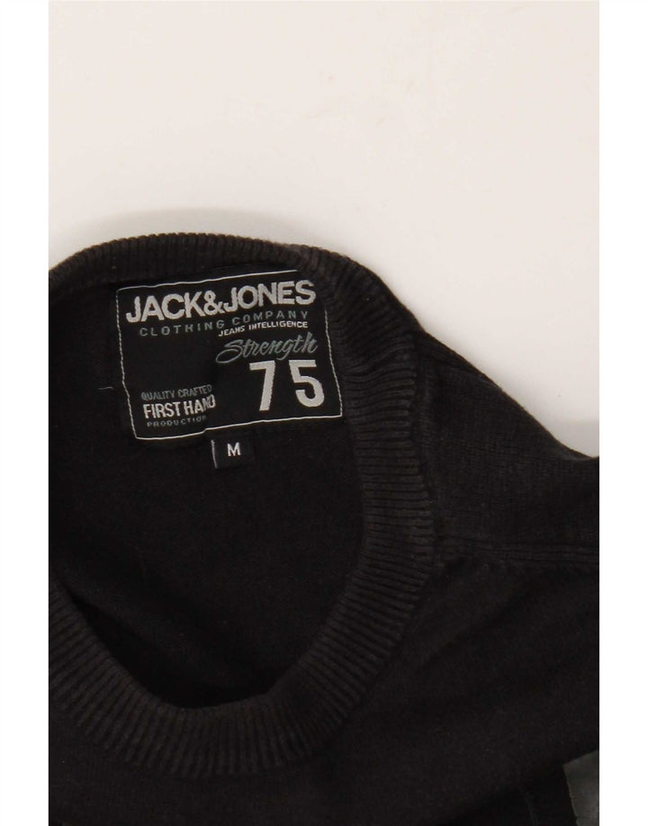 Męski sweter Jack & Jones z graficznym regularnym krojem i okrągłym dekoltem, średni czarny