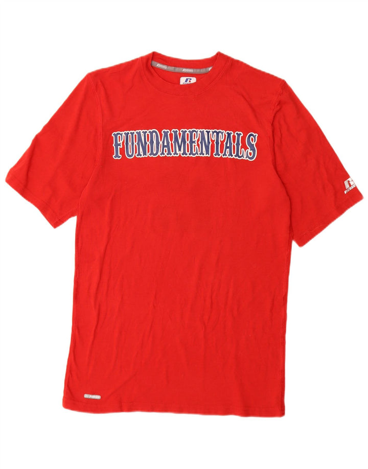 Męski T-shirt z grafiką RUSSELL ATHLETIC, mały, czerwony, poliestrowy
