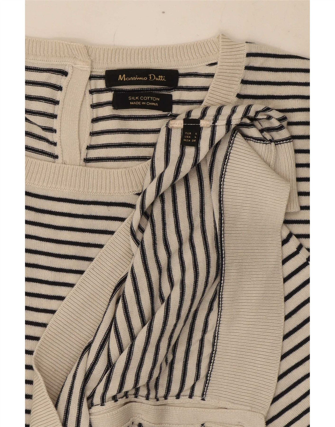 Sweter damski Massimo Dutti UK 14, duży, jedwabny w białe paski