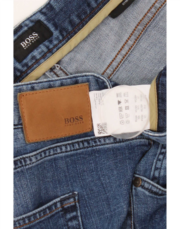 Męskie proste dżinsy Hugo Boss W48 L34 Niebieskie bawełniane