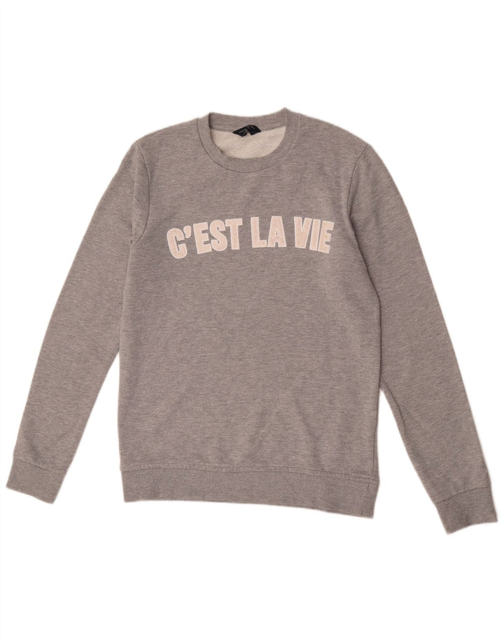 Męski sweter z grafiką Jack & Jones, średnioszary, bawełniany