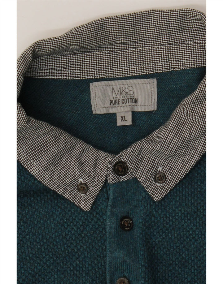 Marks & Spencer Męski sweter polo XL, niebieski, bawełniany