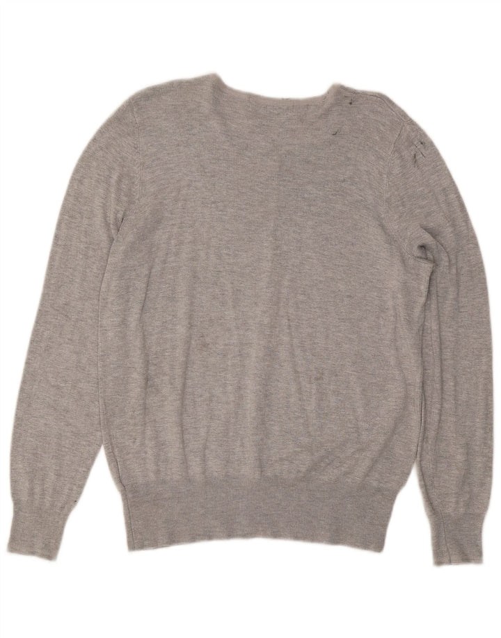 Marks & Spencer Damski sweter rozpinany UK 16, duży, szary, nakrapiany wiskoza