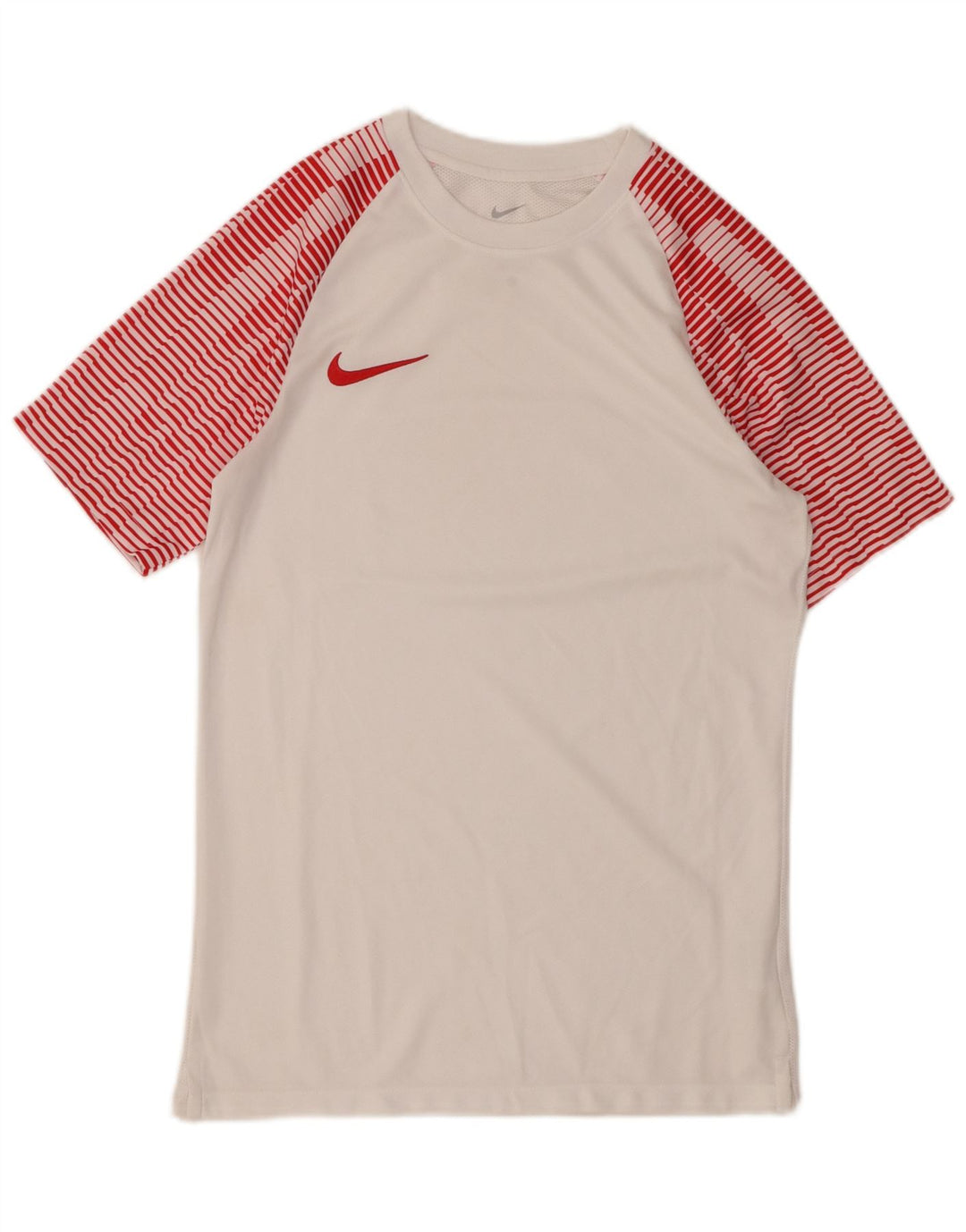 NIKE Mens Dri Fit Graphic T-Shirt Top Small White Striped Polyester