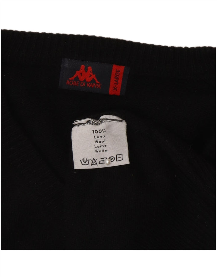Męski sweter Kappa z dekoltem w szpic XL, czarna wełna