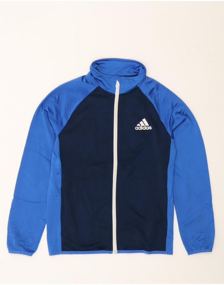 ADIDAS Boys Tracksuit Top Jacket 11-12 Years Blue Colourblock Polyester Vintage Adidas and Second-Hand Adidas from Messina Hembry 