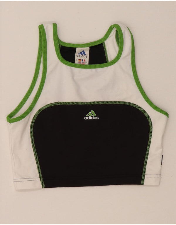 Damski top sportowy ADIDAS Climalite UK 16, duży, czarny, z blokami kolorów