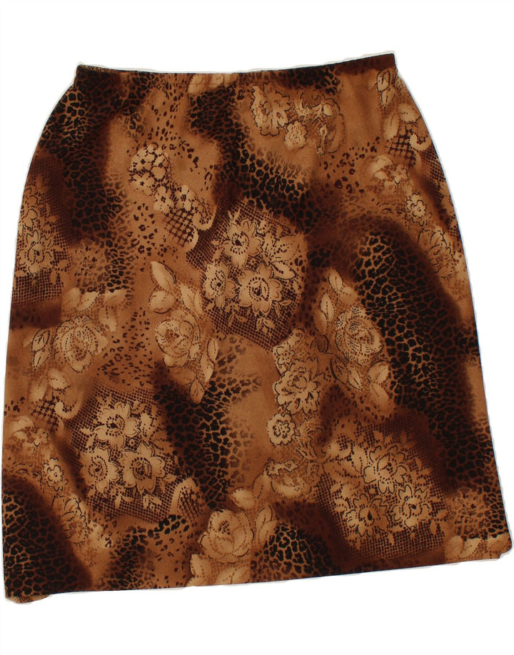 VINTAGE Womens A-Line Skirt XL W36  Brown Floral Polyester Vintage Vintage and Second-Hand Vintage from Messina Hembry 