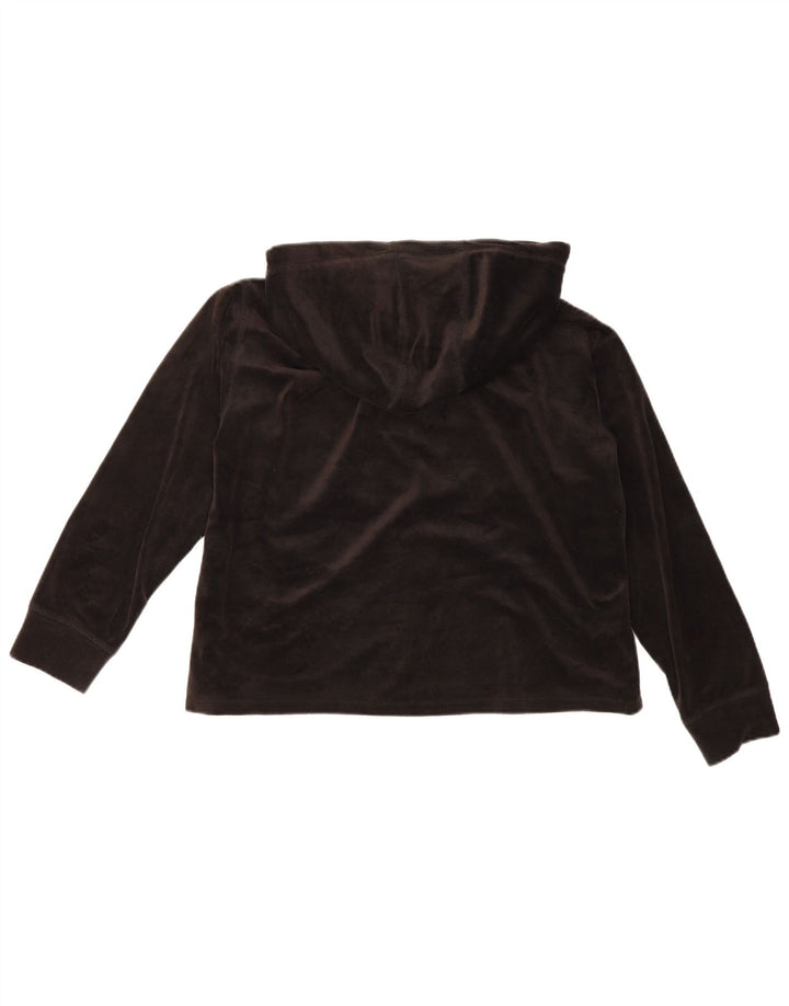 Dkny damski oversize'owy top welurowy z kapturem i długim rękawem UK 12, średni czarny