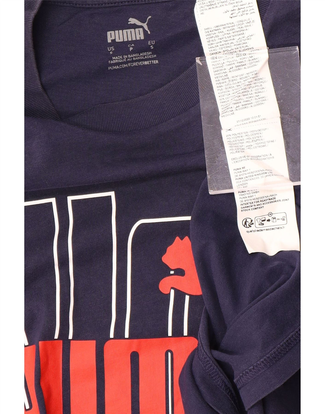 Męski T-shirt z grafiką PUMA, mały, granatowy, bawełniany