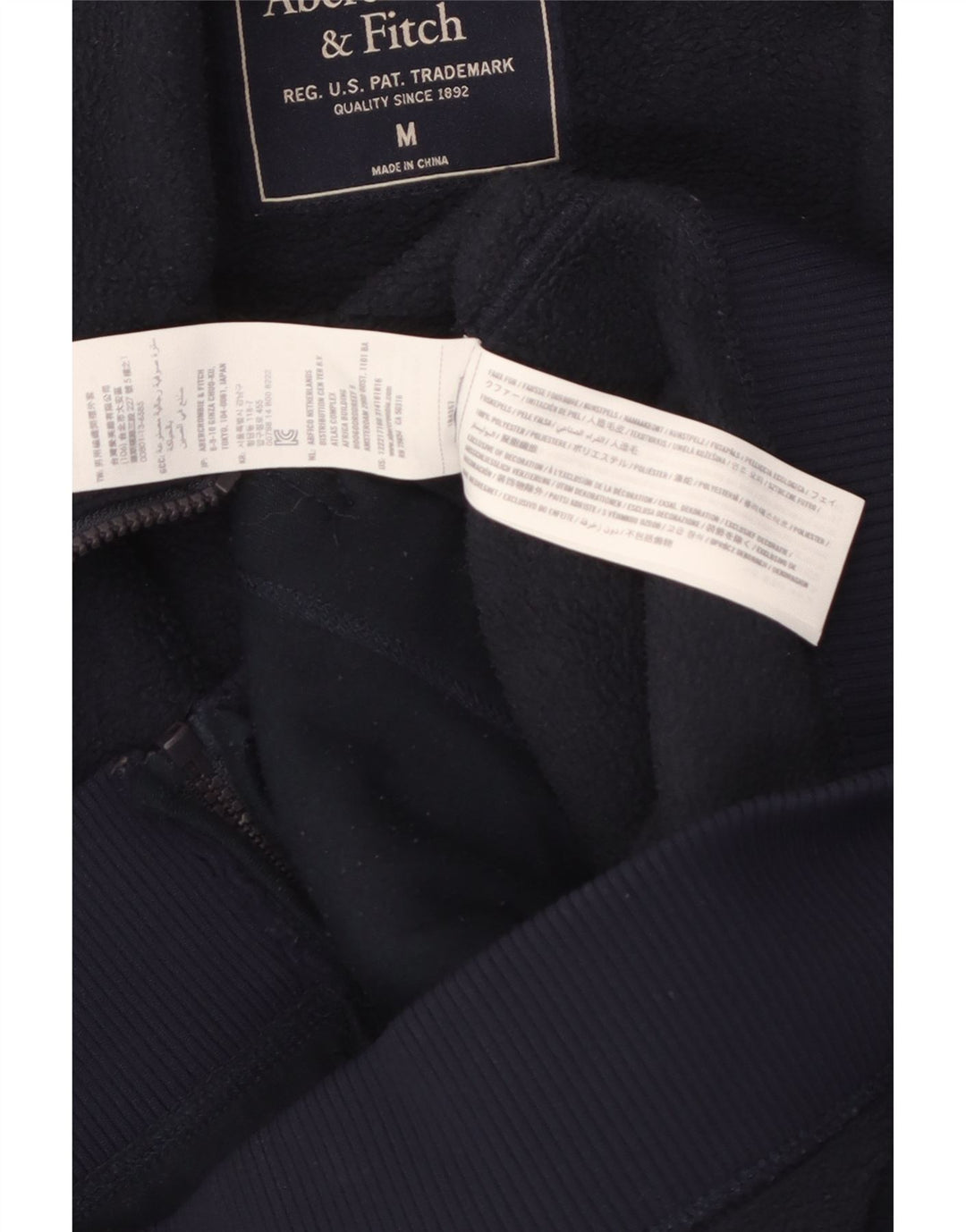 Męska kurtka polarowa Abercrombie & Fitch UK 38, średni granatowy, poliester