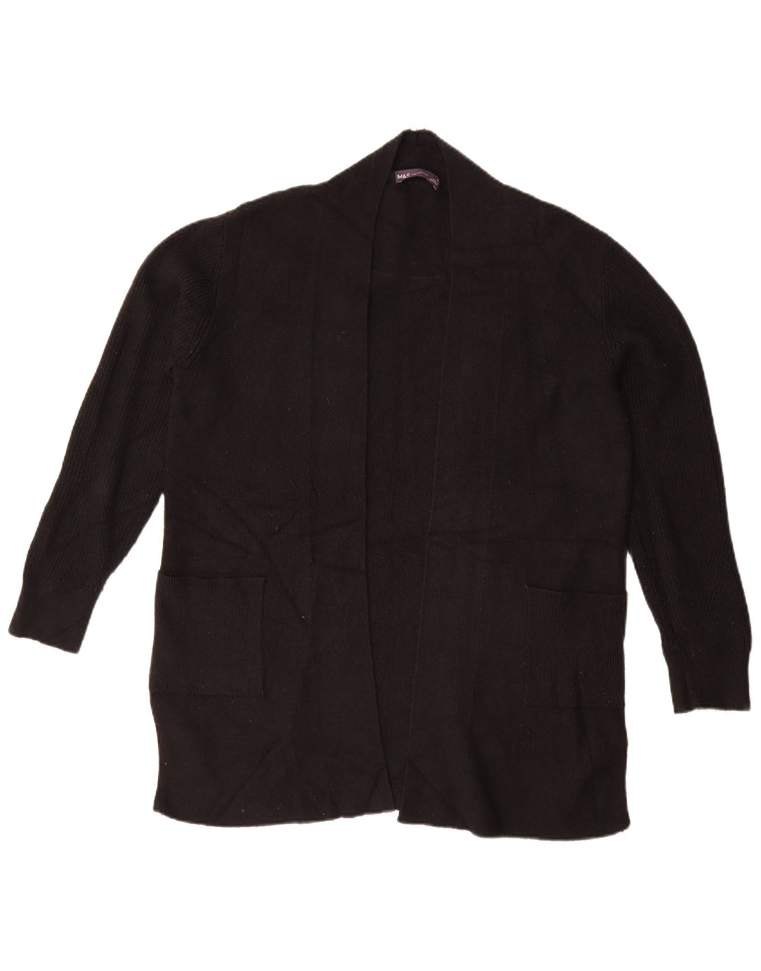 Marks & Spencer Damski sweter oversize z otwartym kardiganem UK 14, duży, czarny