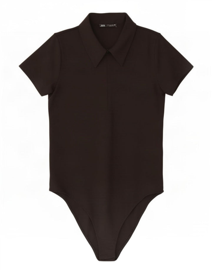 Damskie body koszulowe Zara UK 14, duże, czarne, poliestrowe