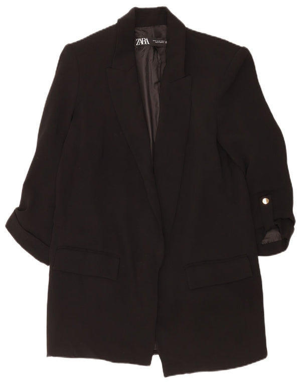 Damska marynarka Zara Oversize z rękawami 3/4 i otwartymi, UK 6 XS, czarny poliester