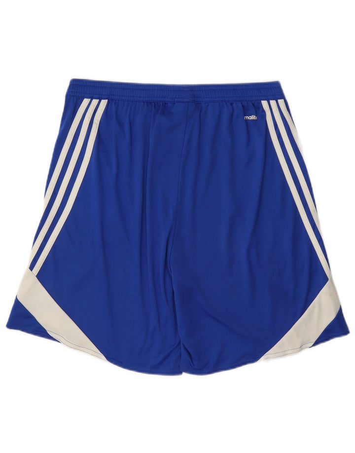 Męskie spodenki sportowe Adidas Climalite, średni niebieski, poliester z blokami kolorów