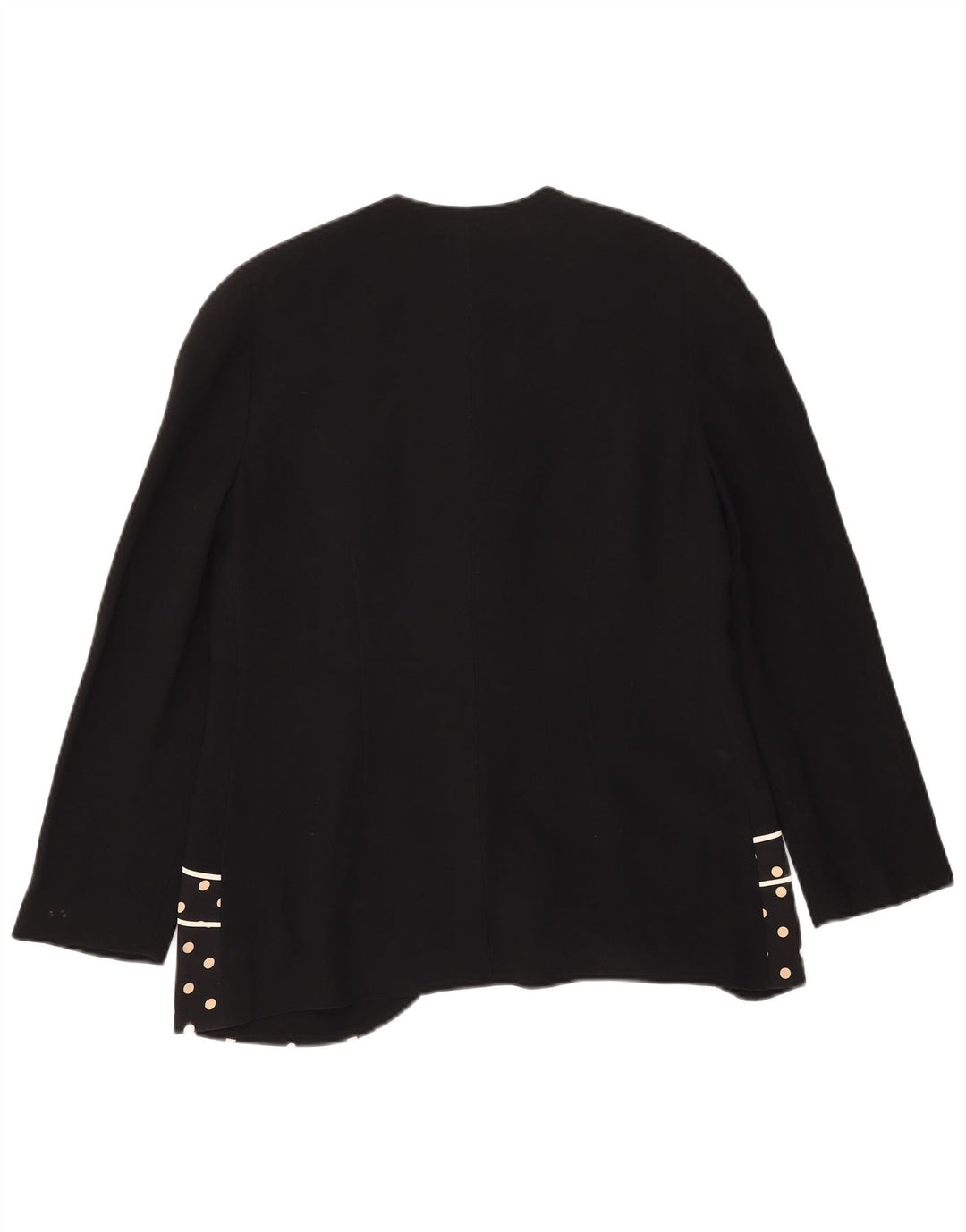 Vintage damska marynarka zapinana na 3 guziki UK 14, średnia czarna, jedwabna w kropki