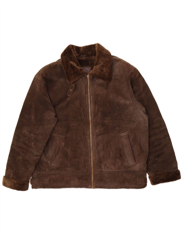 Kurtka damska TCM Shearling UK 28/30 3XL Brązowa skóra