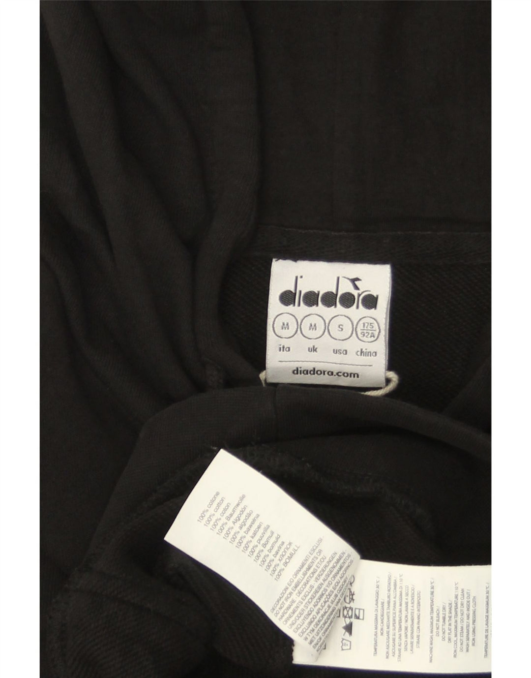 Męski sweter z kapturem i grafiką DIADORA, średni czarny, bawełniany