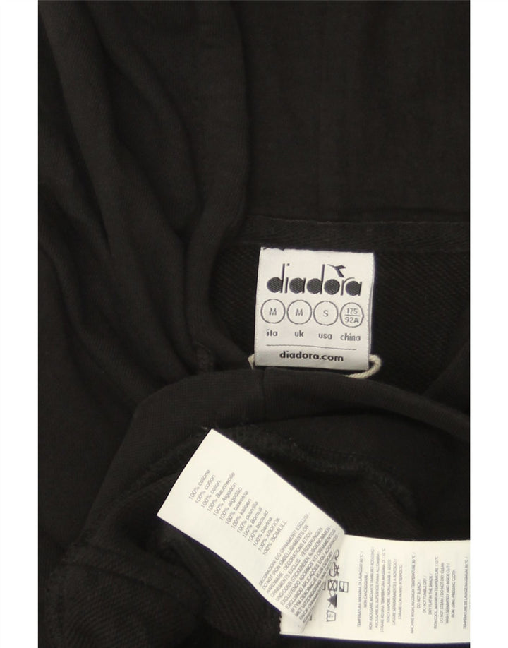 Męski sweter z kapturem i grafiką DIADORA, średni czarny, bawełniany