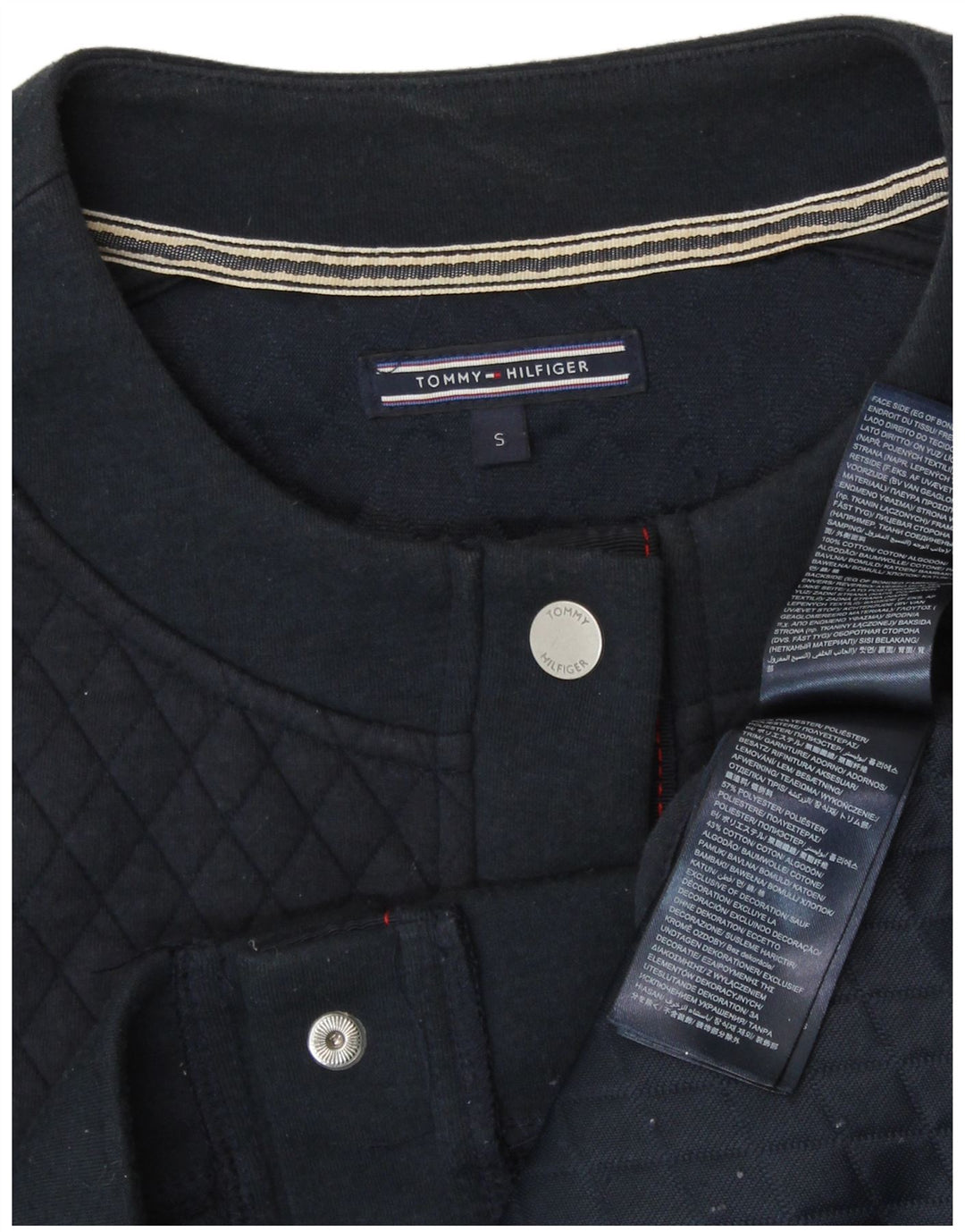 TOMMY HILFIGER Damski luźny kardigan o luźnym kroju, UK 10, mały, granatowy