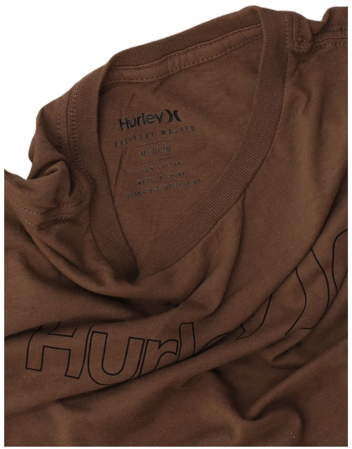 Męski T-shirt z grafiką Hurley Średni brązowy bawełniany