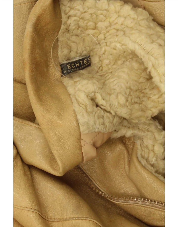 Vintage męska kurtka skórzana Sherpa IT 52 XL beżowa skóra