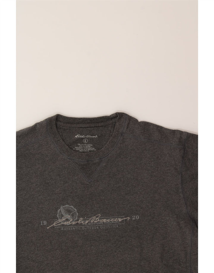 EDDIE BAUER Mens Graphic Sweatshirt Jumper Large Grey Cotton Vintage Eddie Bauer and Second-Hand Eddie Bauer from Messina Hembry 